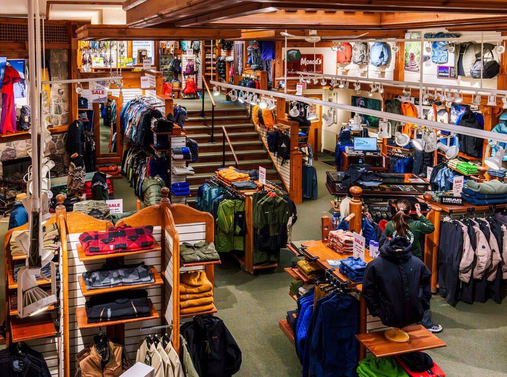 Interior of the Monod Sports store in Banff.